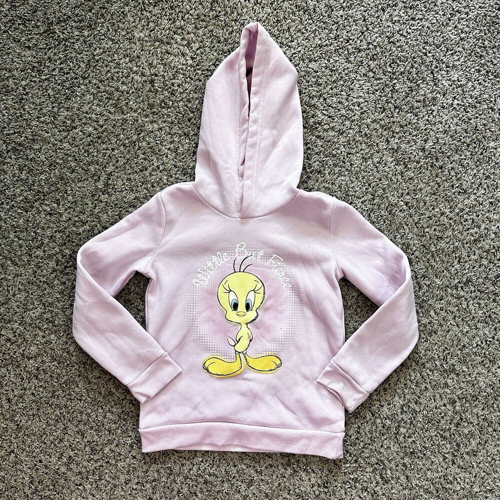Looney Tunes Pink Tweety Bird "Wittle But Fierce" Hoodie Girls Sz 6X